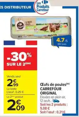 Carrefour Market Œufs de poules CARREFOUR ORIGINAL offre