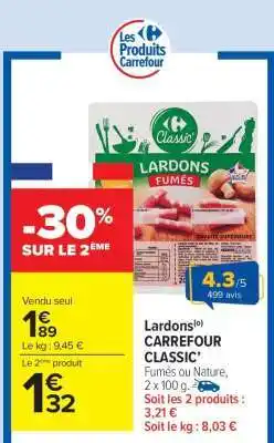 Carrefour Market Lardons Carrefour Classic offre