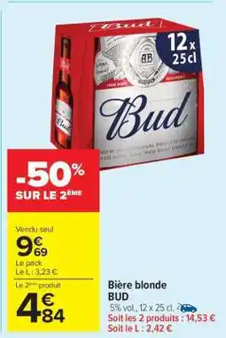 Carrefour Market Bière Blonde 'Bud' offre