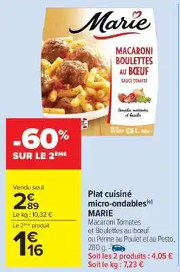 Carrefour Market Plat cuisiné micro-ondables MARIE offre