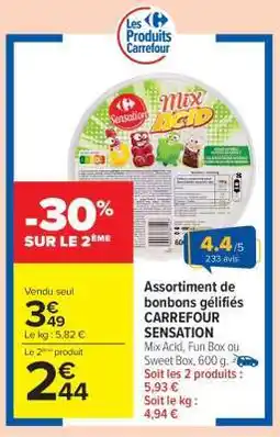 Carrefour Market Assortiment de bonbons gélifiés CARREFOUR SENSATION offre