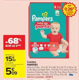 Carrefour Market Culottes PAMPERS offre