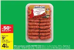 Carrefour Mini saucisses volaille MAITRE COQ offre