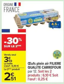 Carrefour Œufs plein air FILIÈRE QUALITÉ CARREFOUR offre