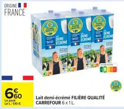 Carrefour Lait demi-écrémé FILIÈRE QUALITÉ CARREFOUR 6 x 1 L offre