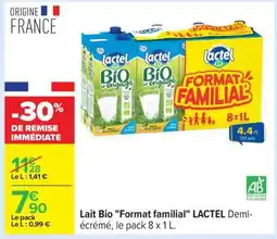 Carrefour Lait Bio Format familial LACTEL offre