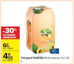 Carrefour Thé glacé FUZETEA Pêche intense, 4 x 1.25 L offre
