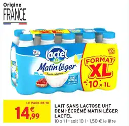 Intermarché Hyper Lait sans lactose uht demi-écrémé matin léger lactel offre