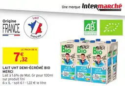 Intermarché Hyper Lait uht demi-écrémé bio merci offre