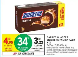Intermarché Hyper Barres glacées snickers family pack x12 offre