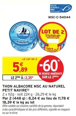 Intermarché Hyper Thon albacore msc au naturel petit navire offre
