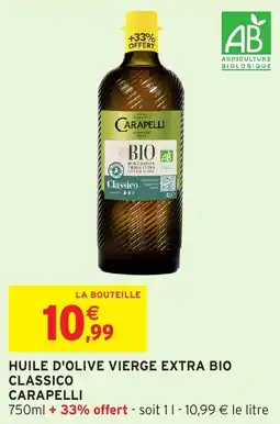 Intermarché Hyper Huile d'olive vierge extra bio classico carapelli offre