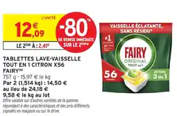 Intermarché Hyper Tablettes lave-vaisselle tout en 1 citron x56 fairy offre