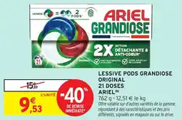 Intermarché Hyper Lessive pods grandiose original 21 doses ariel offre