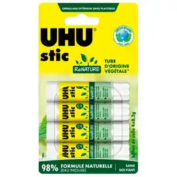 Carrefour UHU 4 bâtons de colle ReNature offre