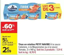 Carrefour Petit navire - thon en miettes offre