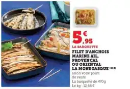 Super U Filet d'anchois marine ail provencal ou oriental la monegasque offre