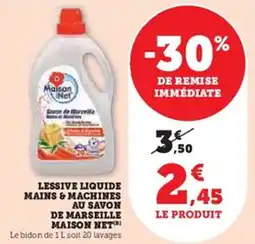 U Express Lessive liquide mains & machines au savon de marseille maison net offre