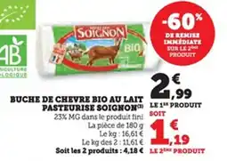 U Express Buche de chevre bio au lait pasteurise soignon offre