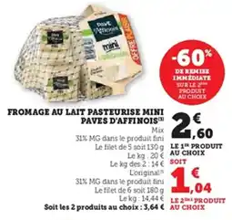 U Express Fromage au lait pasteurise mini paves d'affinois offre