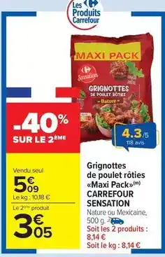 Carrefour Drive Carrefour - grignottes de poulet rôties offre