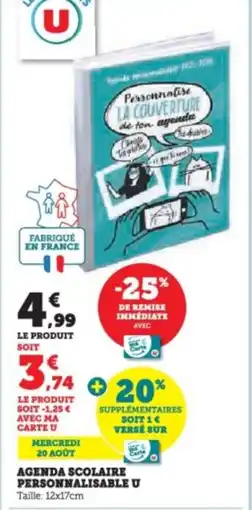 Super U Agenda scolaire personnalisable u offre