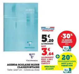 Super U Agenda scolaire blush clairefontaine offre