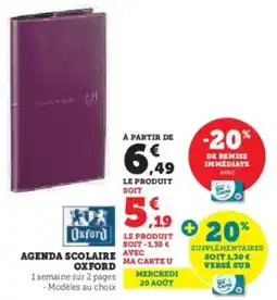 Super U Agenda scolaire avec oxford offre