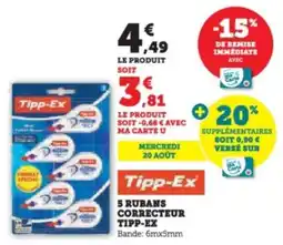 Super U 5 rubans correcteur tipp-ex offre
