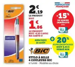 Super U Stylo à bille 4 couleurs bic offre