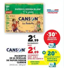 Super U Pochette le produit de 24 feuilles de papier dessin canson offre
