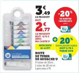 Super U Boite de tubes de gouache u offre