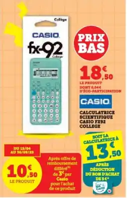 Super U Calculatrice scientifique casio fx92 college offre