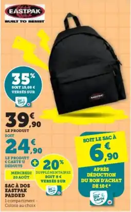 Super U Sac à dos eastpak padded offre