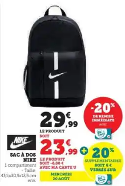 Super U Sac à dos nike offre