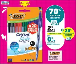 Super U 20 stylos bille bic cristal offre