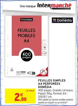 Intermarché Feuilles simples a4 perforées domédia offre