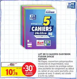 Intermarché Lot de 5 cahiers easybook fusion oxford offre
