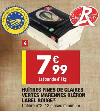 ALDI Huîtres fines de claires vertes marennes oléron offre