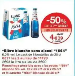 Monoprix Bière blanche sans alcool 1664 offre