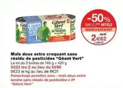 Monoprix Maïs doux extra croquant sans résidu de pesticides géant vert offre