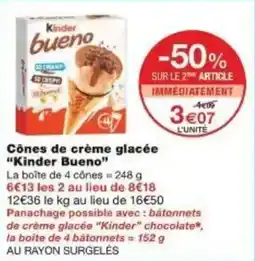 Monoprix Cônes de crème glacée kinder bueno offre