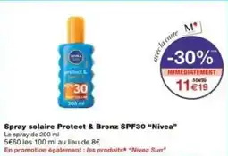 Monoprix Spray solaire protect & bronz spf30 nivea offre