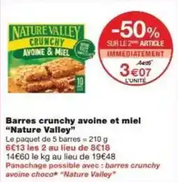Monoprix Barres crunchy avoine et miel nature valley offre