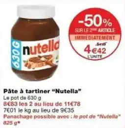 Monoprix Pâte à tartiner nutella offre