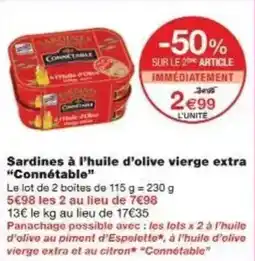 Monoprix Sardines à l'huile d'olive vierge extra connétable offre