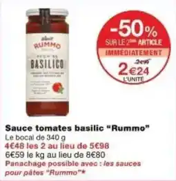 Monoprix Sauce tomates basilic rummo offre