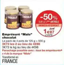 Monoprix Emprésuré malo chocolat offre