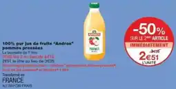 Monoprix 100% pur jus de fruits andros pommes pressées offre