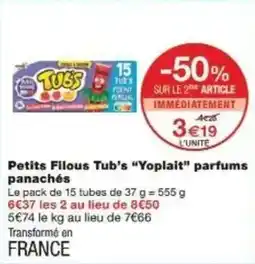 Monoprix Petits filous tub's yoplait parfums panachés offre
